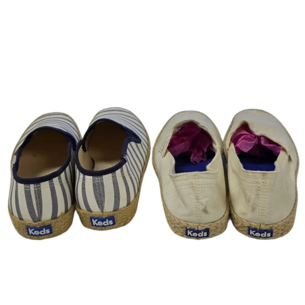 Keds Ortholite Slip On Shoes, Espadrilles, Striped, Cream, Casual, Set of 2, 9.5 - Picture 8 of 12